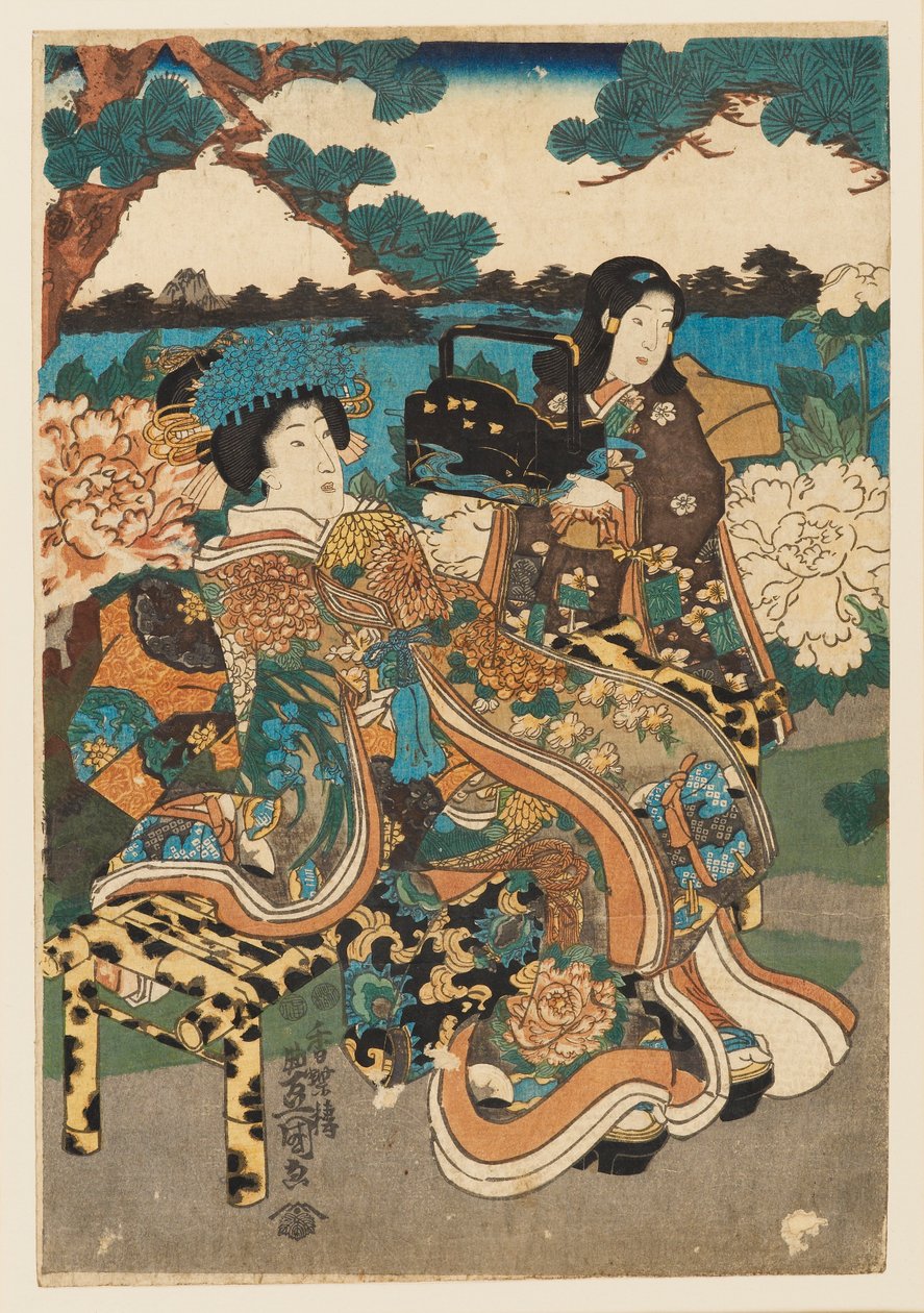 Tahta baskı - Nezaket ve hizmetçi, 1786-1865 by Utagawa Kunisada