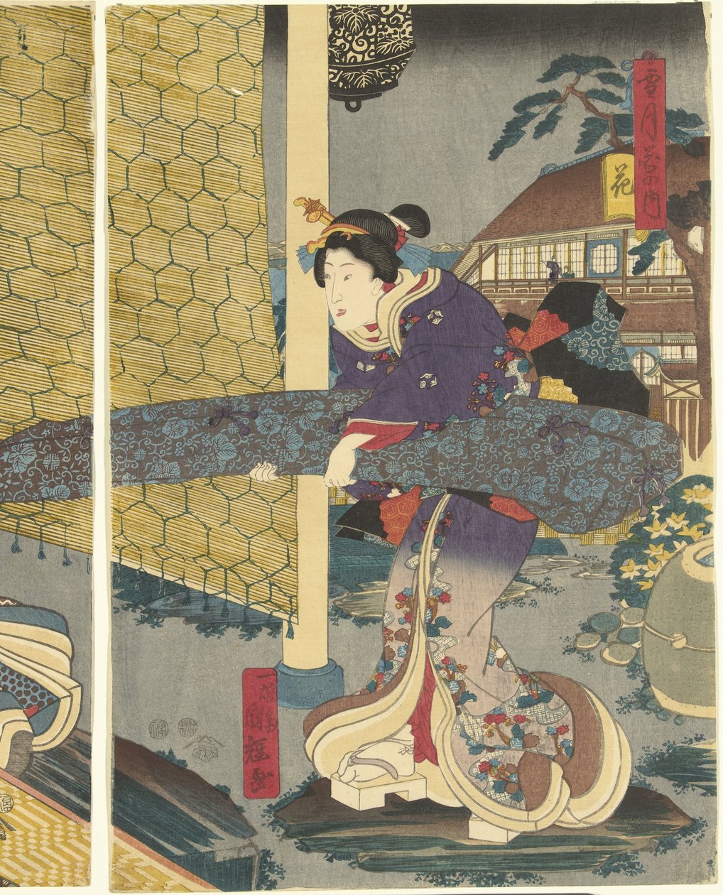 Çiçekler Hana (nesne üzerindeki başlık) Kar, Ay ve Çiçekler (dizi adı) Setsugekka no uchi (nesne üzerinde seri başlığı) by Utagawa Kuniteru
