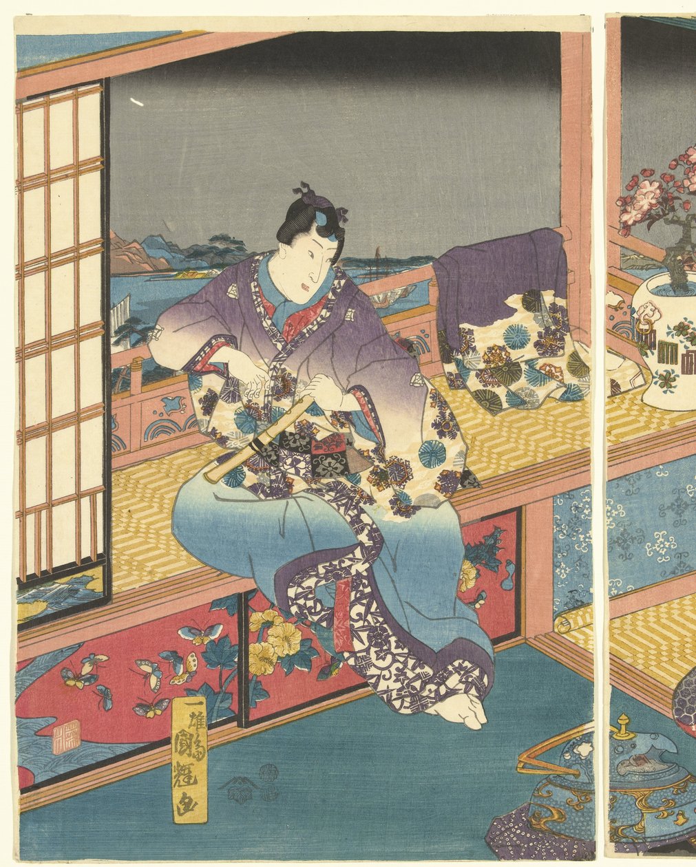 Çiçekler Kar, ay ve çiçekler (dizi adı) by Utagawa Kuniteru