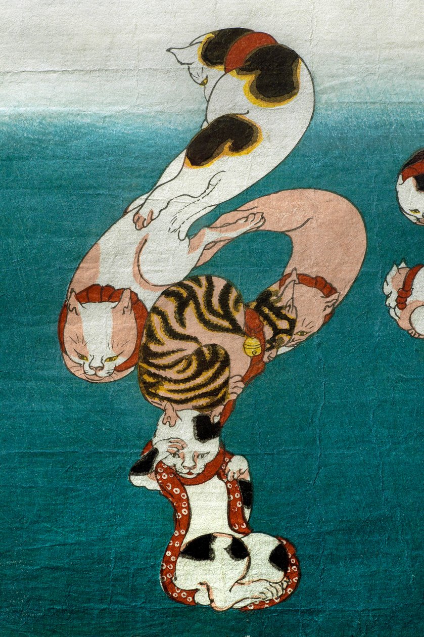 Balon Balığı (Fugu) Serisi Yazılı Karakterler Oluşturan Kediler (Neko no ateji), c.1842 by Utagawa Kuniyoshi