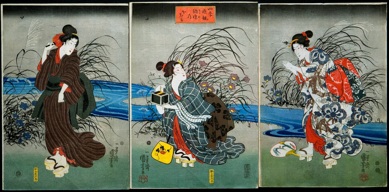 Yazın Ateşböceklerini Yakalamak (Nōryō no hotaru) Serisi: Dört Mevsim Eğlenceleri (Shiki yūkan), c.1845-1846 by Utagawa Kuniyoshi