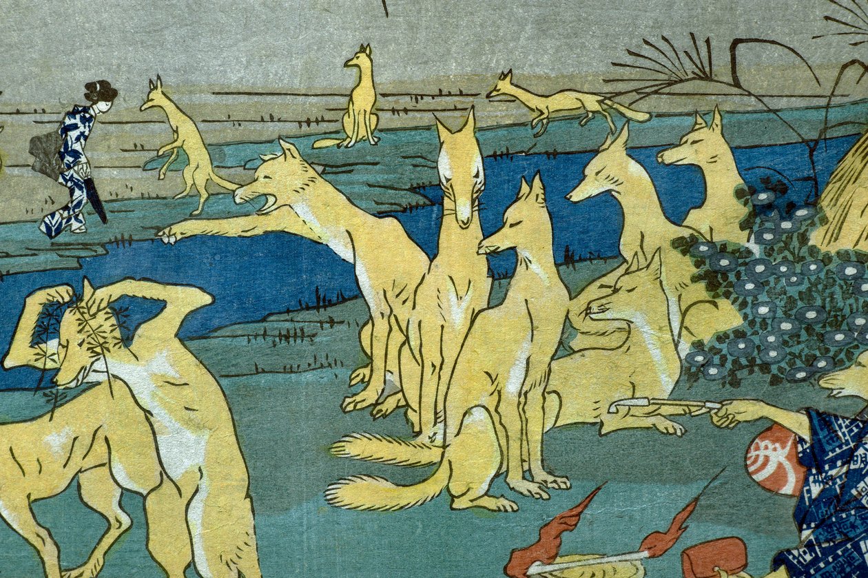 Şekil Değiştiren Komik Tilkiler (Dōke kitsume henge no keiko), 1842 dolayları by Utagawa Kuniyoshi