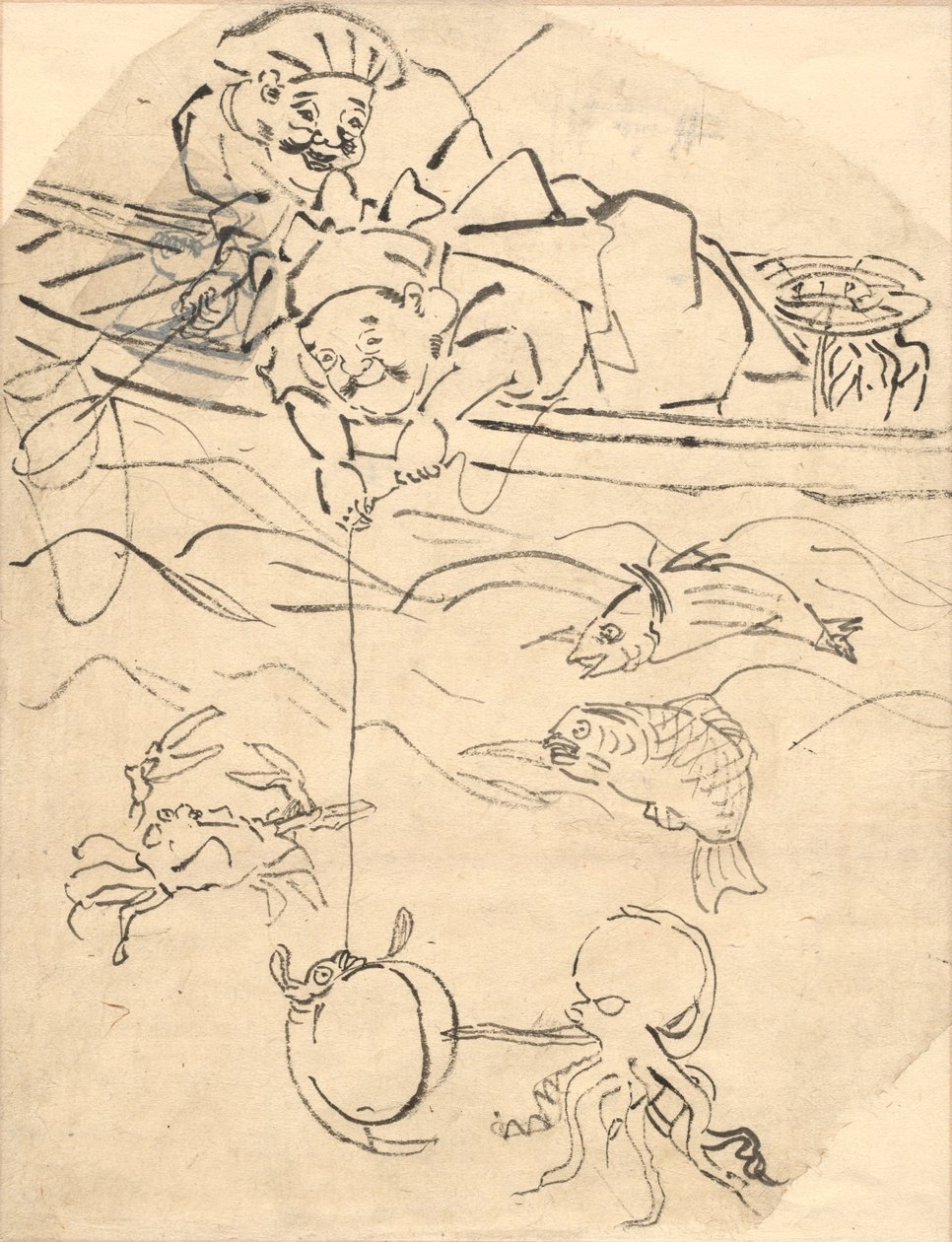 Daikoku ve Ebisu, Yedi Mutluluk Tanrısından ikisi. by Utagawa Kuniyoshi