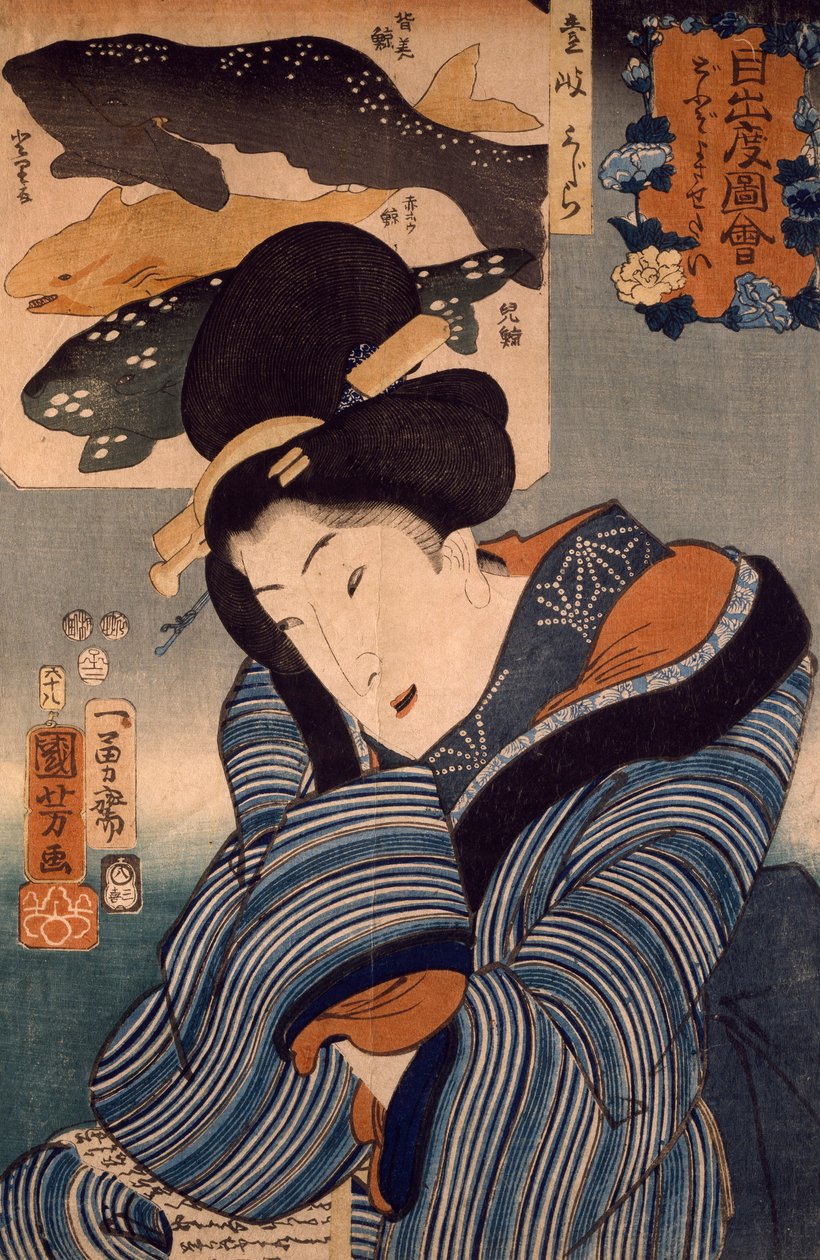 Keşke Burada Olsaydı, İki Eyaletinden Kadın, Utagawa Kuniyoshi by Utagawa Kuniyoshi