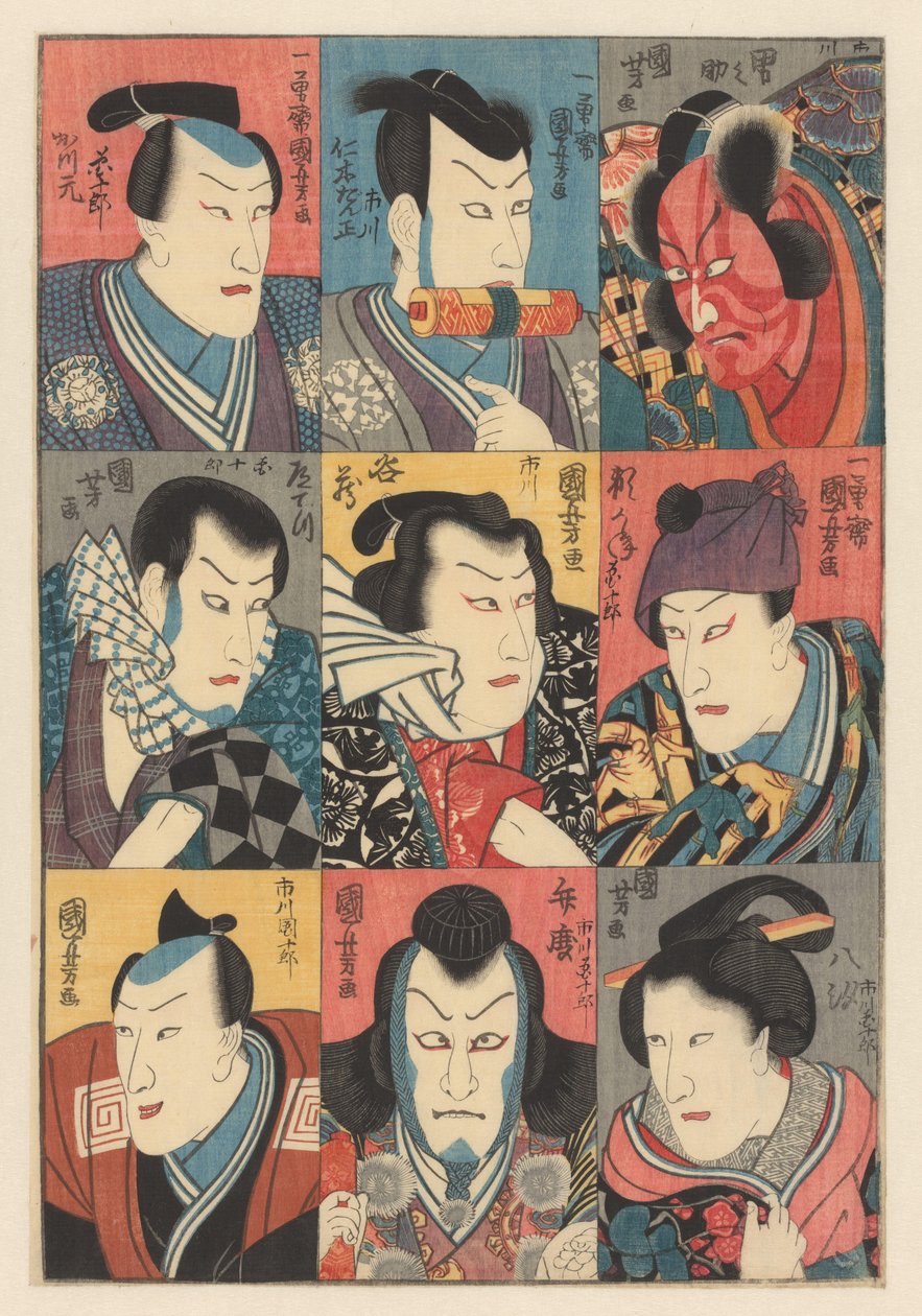 Sekiz farklı rolde Ichikawa Danjûrô VIII by Utagawa Kuniyoshi