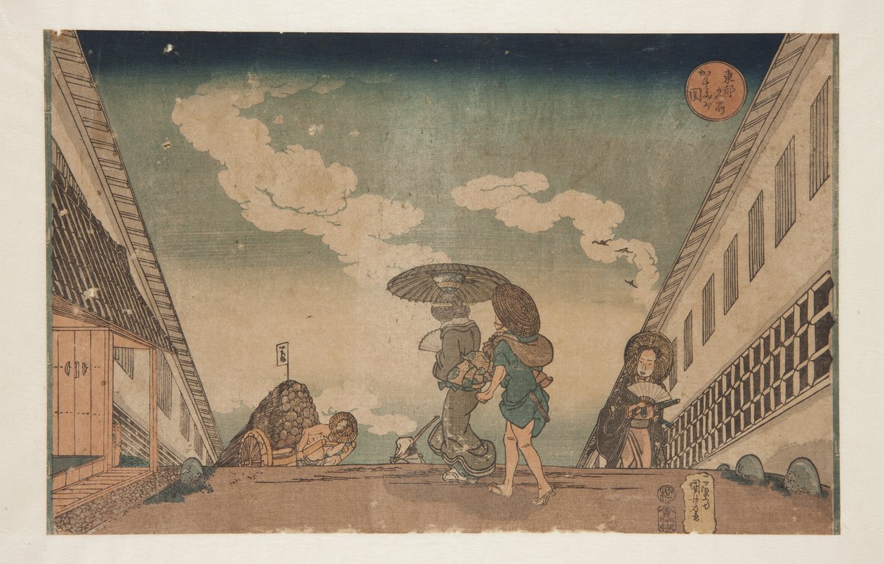 Kasumigaseki (renkli tahta baskı) by Utagawa Kuniyoshi