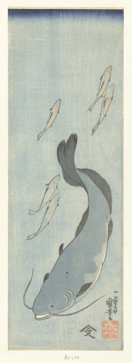 Yayın balığı ve beş alabalık by Utagawa Kuniyoshi