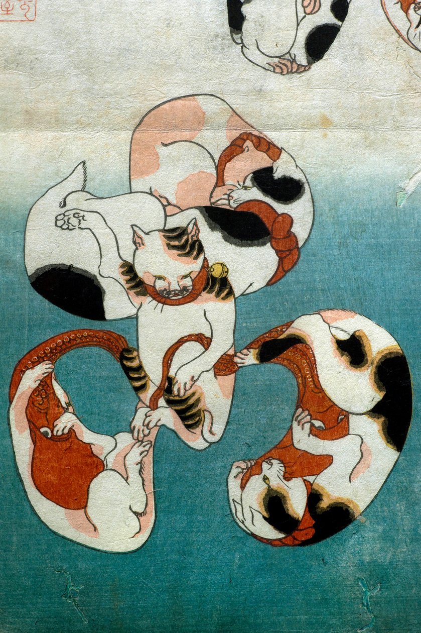 Ahtapot Serisi Kediler Yazılı Karakterler (Neko no ateji), c.1842 by Utagawa Kuniyoshi