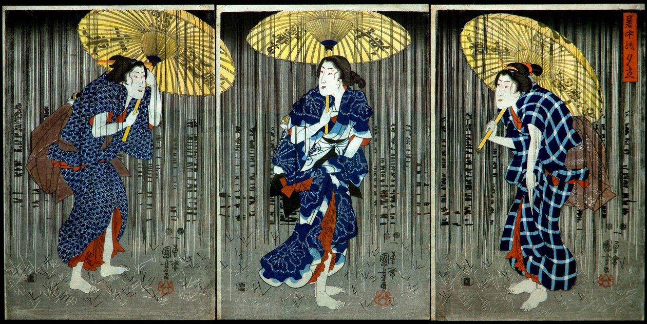 Yaz Sıcaklarında Ani Duş (Shochū no yūdachi), c.1849-1851 by Utagawa Kuniyoshi