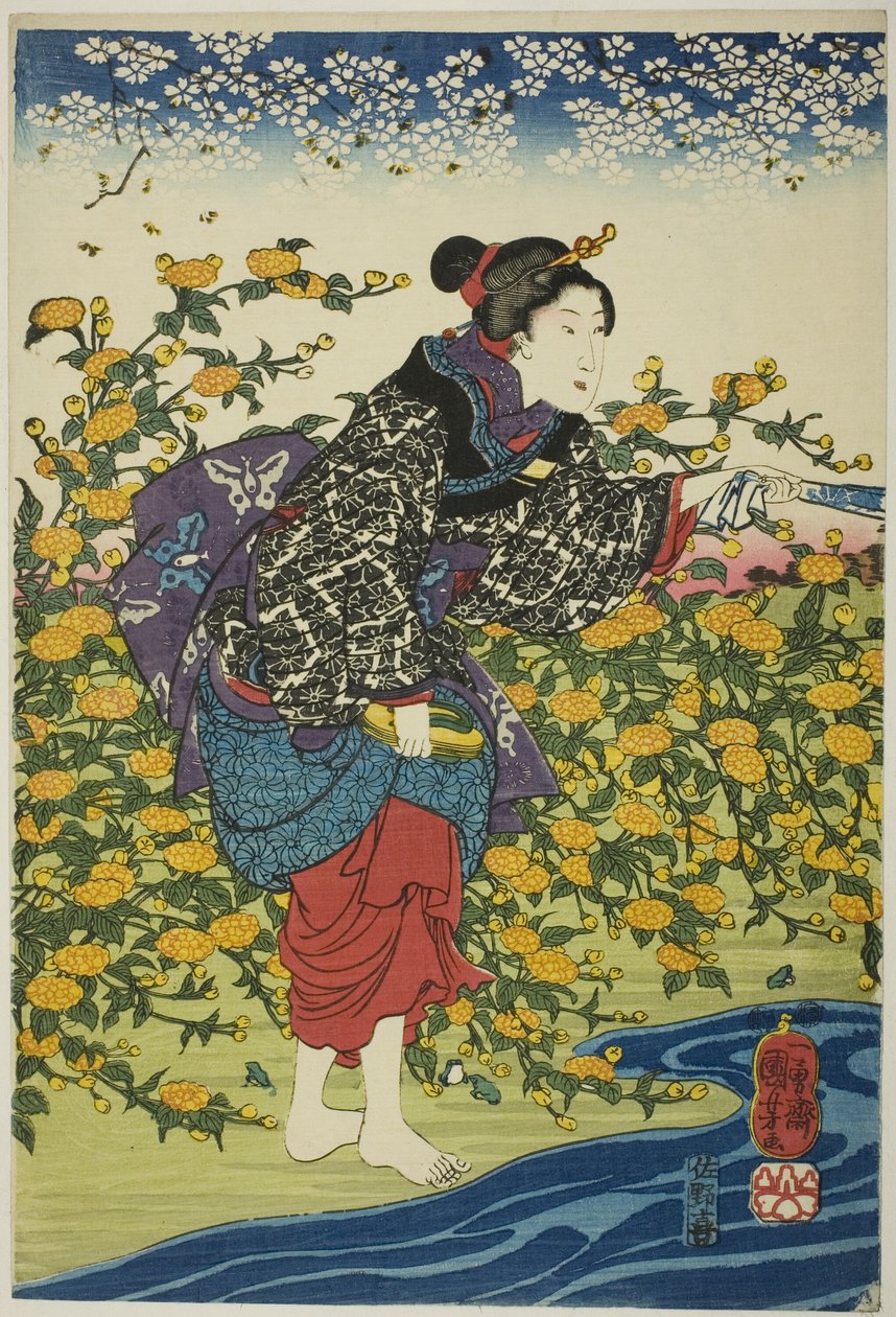 Altı Mücevher Nehri'nin isimsiz bir serisinden Yamashiro Eyaletindeki Ide Jewel Nehri (Yamashiro kuni Ide no Tamagawa), by Utagawa Kuniyoshi