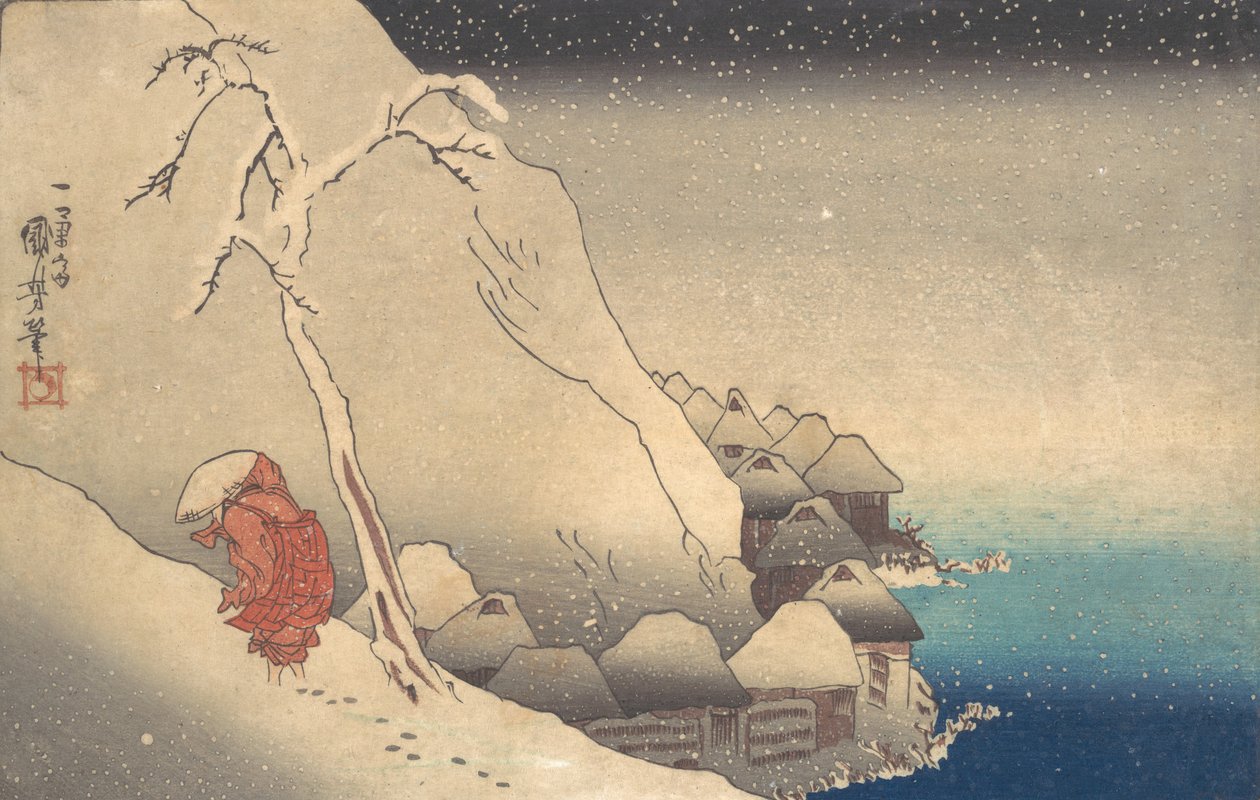 Bir Kar Fırtınasında Yolculuk, ca. 1830. by Utagawa Kuniyoshi