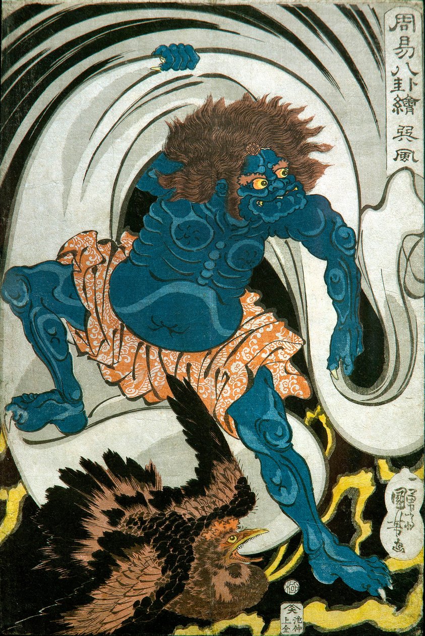 Rüzgar Tanrısı (Sonpū) Serisi: Çin Kehanetinde Sekiz Trigramın Resimleri (Shūeki hakke-e), c.1839-41 by Utagawa Kuniyoshi