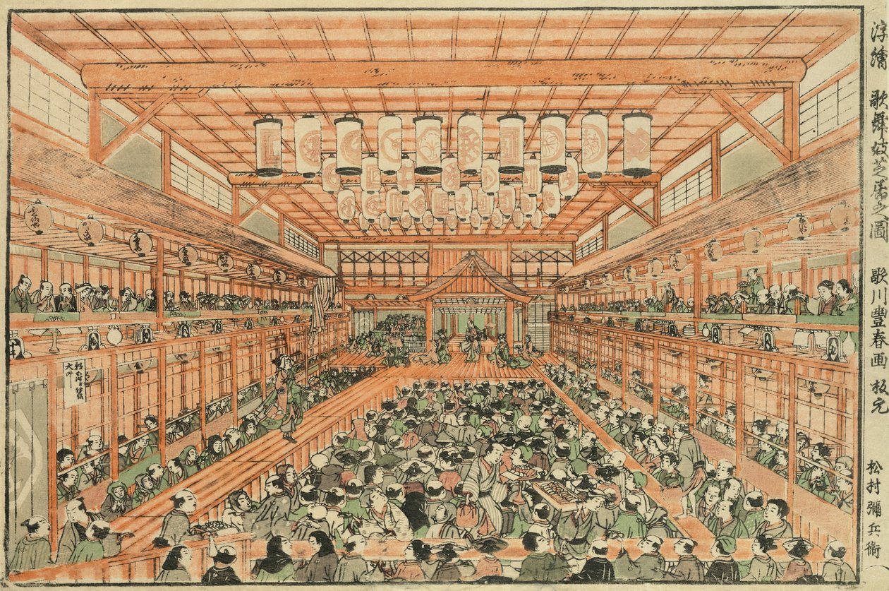Kabuki Tiyatrosunun Perspektif Resmi by Utagawa Toyoharu
