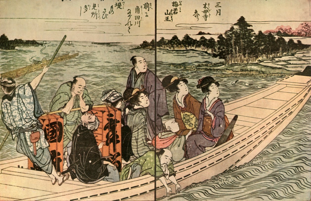 Bir teknede seyahat eden insanlar, 1804, 1924. by Utagawa Toyohiro