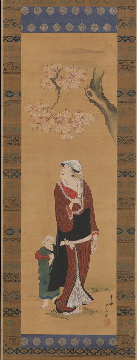 Bir Kiraz Ağacının Altında Kadın ve Çocuk, 18. yüzyılın sonu ve 19. yüzyılın başı. by Utagawa Toyohiro