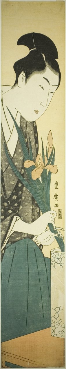 Vazoda süsen düzenleyen genç adam by Utagawa Toyohiro