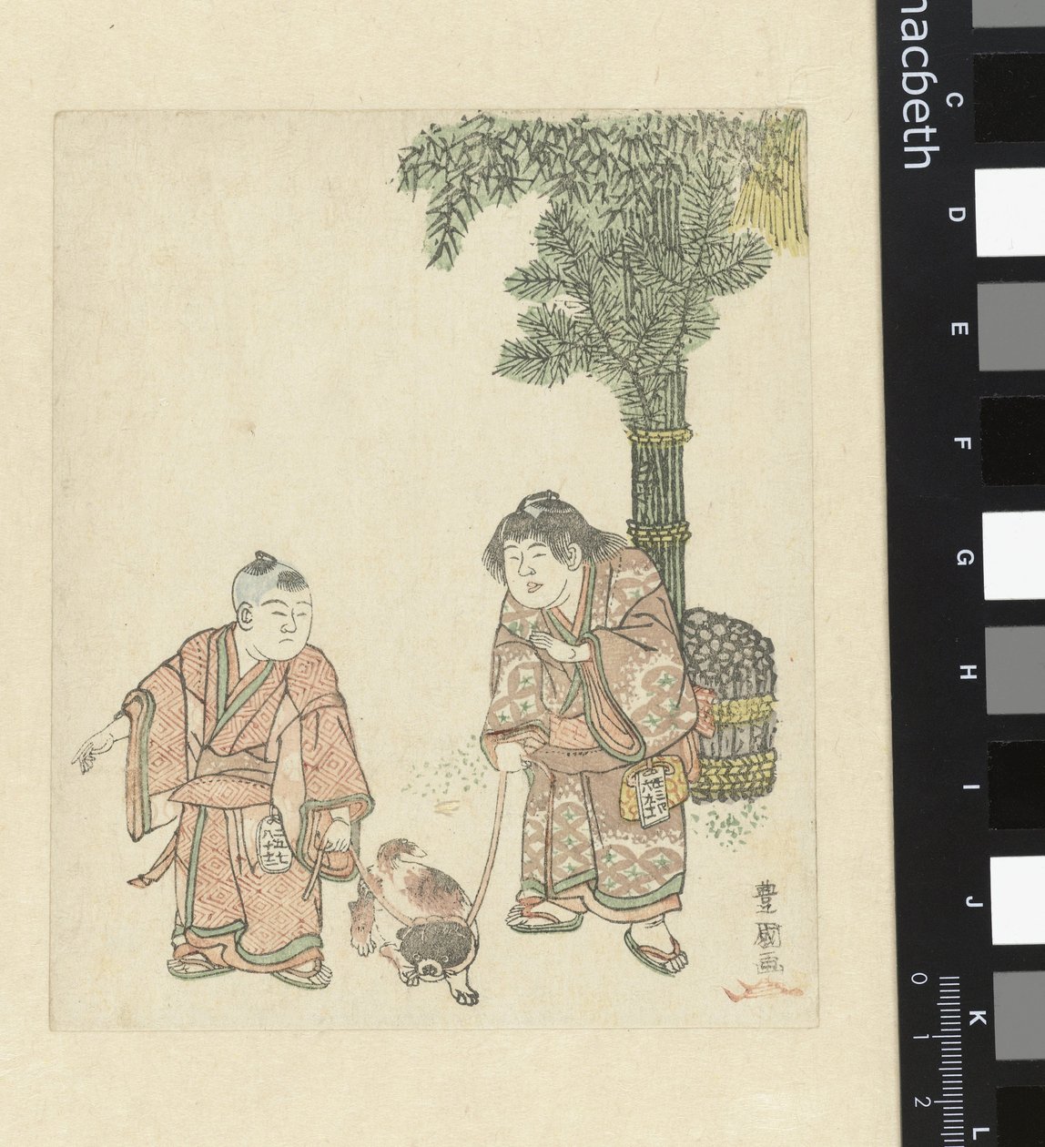 Bir köpek ile iki erkek by Utagawa Toyokuni (I)