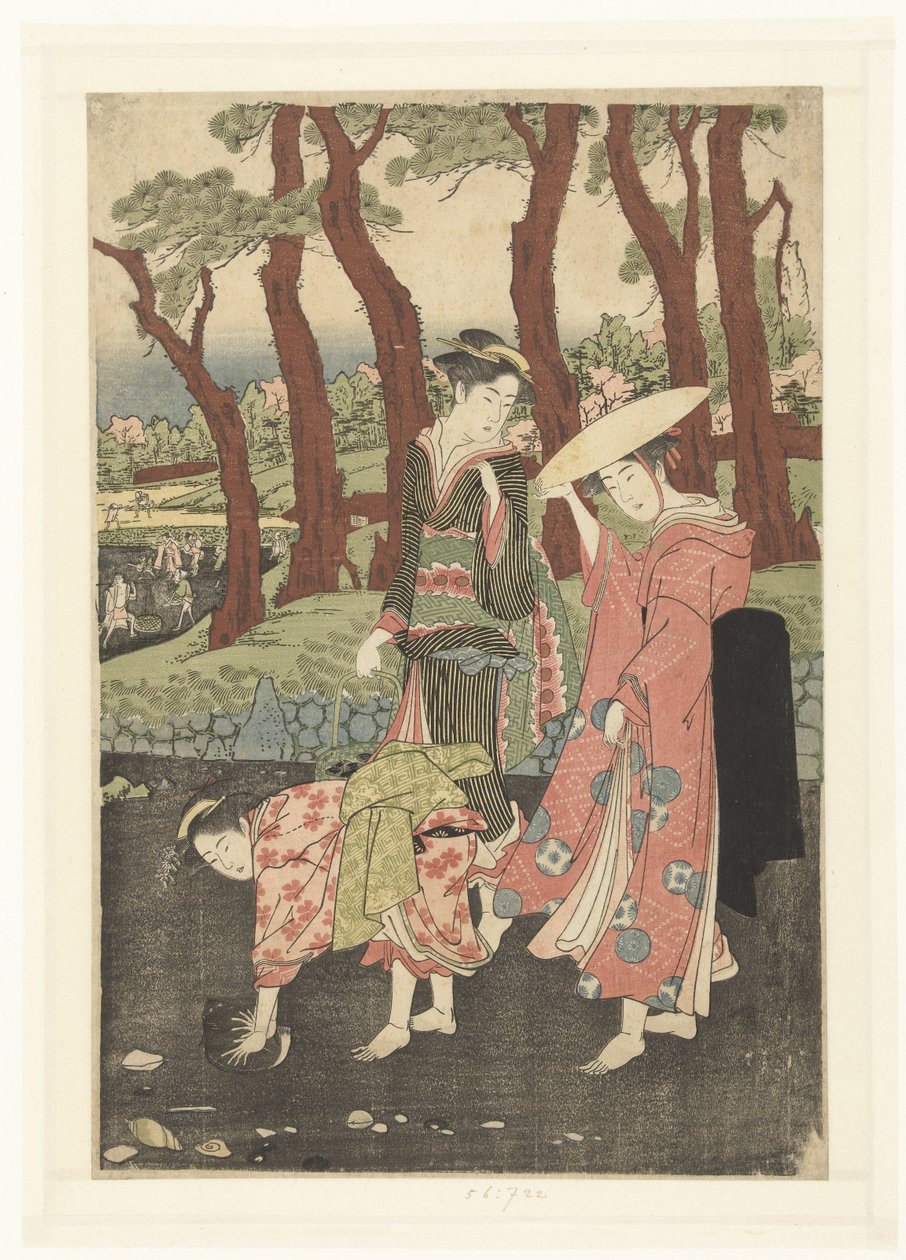 Düşük gelgitte balık ve kabukları toplamak by Utagawa Toyokuni (I)