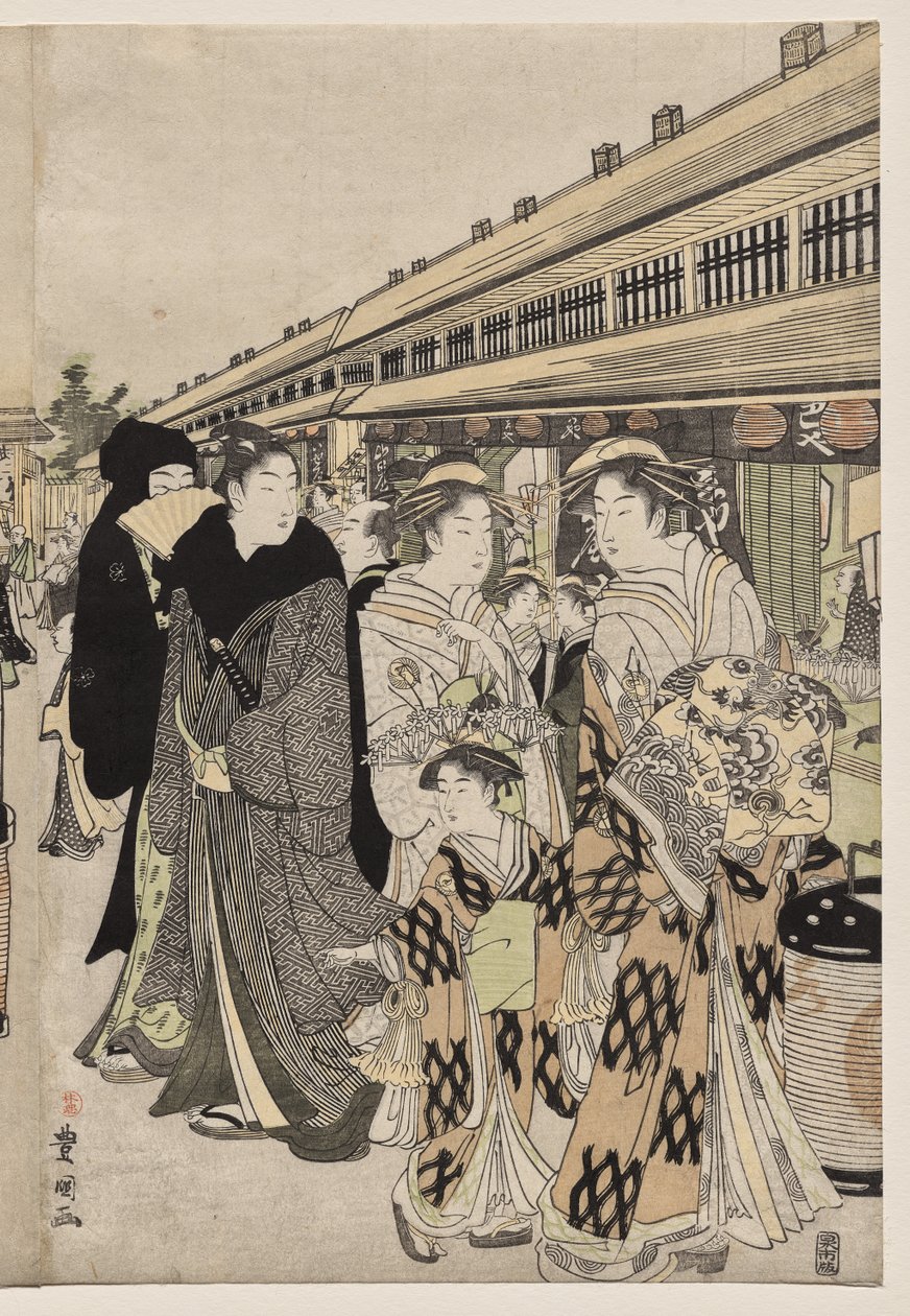 Nakanochō'da Gezinen Nezaketçiler by Utagawa Toyokuni