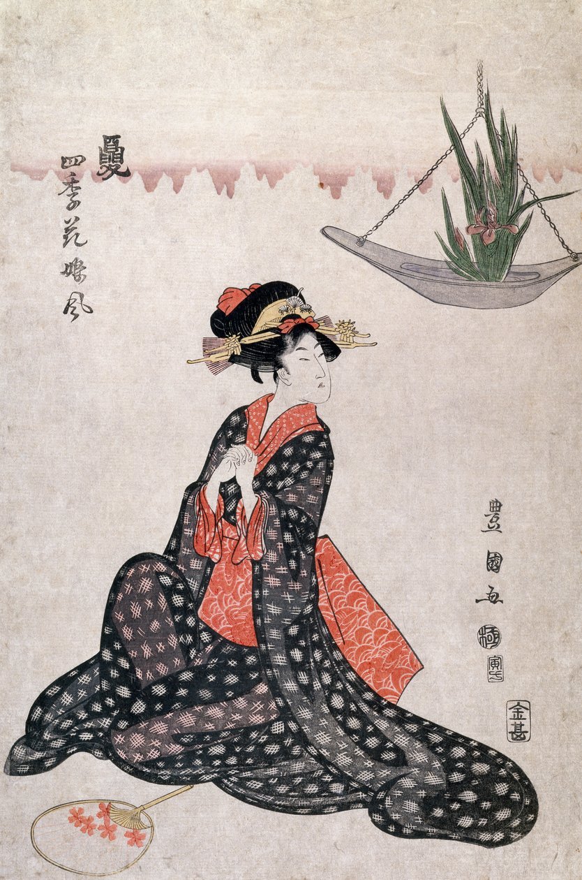 Dört mevsim çiçekleri, Utagawa Toyokuni (1769-1825), ukiyo-e tarzı gravür, Japonya, Japon Uygarlığı by Utagawa Toyokuni