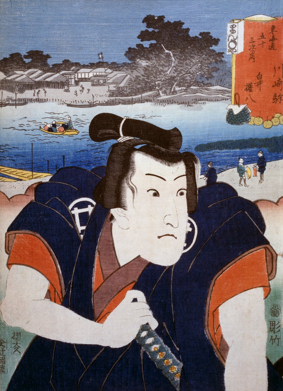 Kabuki tiyatro oyuncusu portresi, Utagawa Toyokuni (1769-1825) tarafından ukiyo-e sanat baskısı, gravür. Japon uygarlığı, Edo dönemi by Utagawa Toyokuni