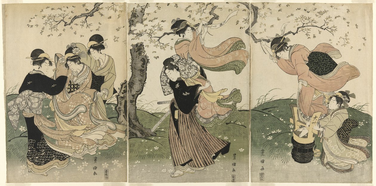 Kiraz Ağaçları Altında Rüzgarlı Bir Gün by Utagawa Toyokuni I