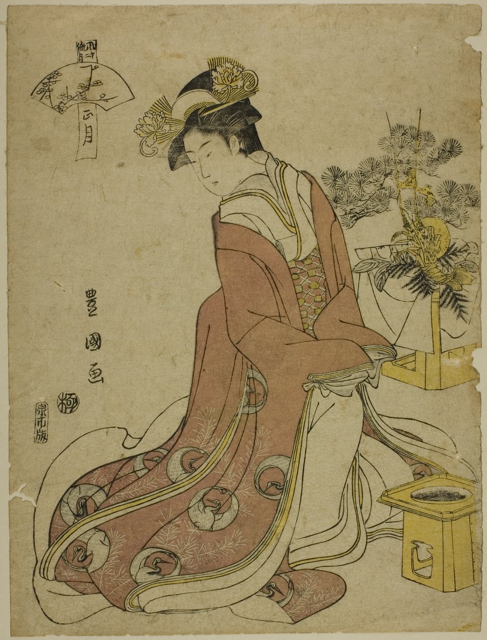 İlk Ay (Sho gatsu), "Modaya Uygun On İki Ay (Furyu junikagetsu)" serisinden by Utagawa Toyokuni I