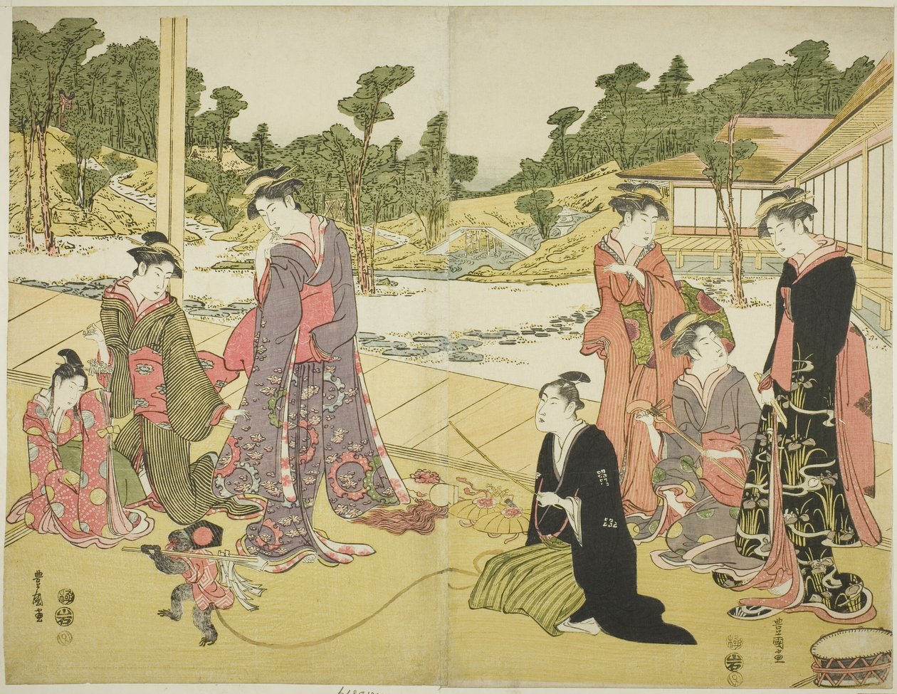 Genç Maymun Şovmen (Wakashu sarumawashi) by Utagawa Toyokuni I