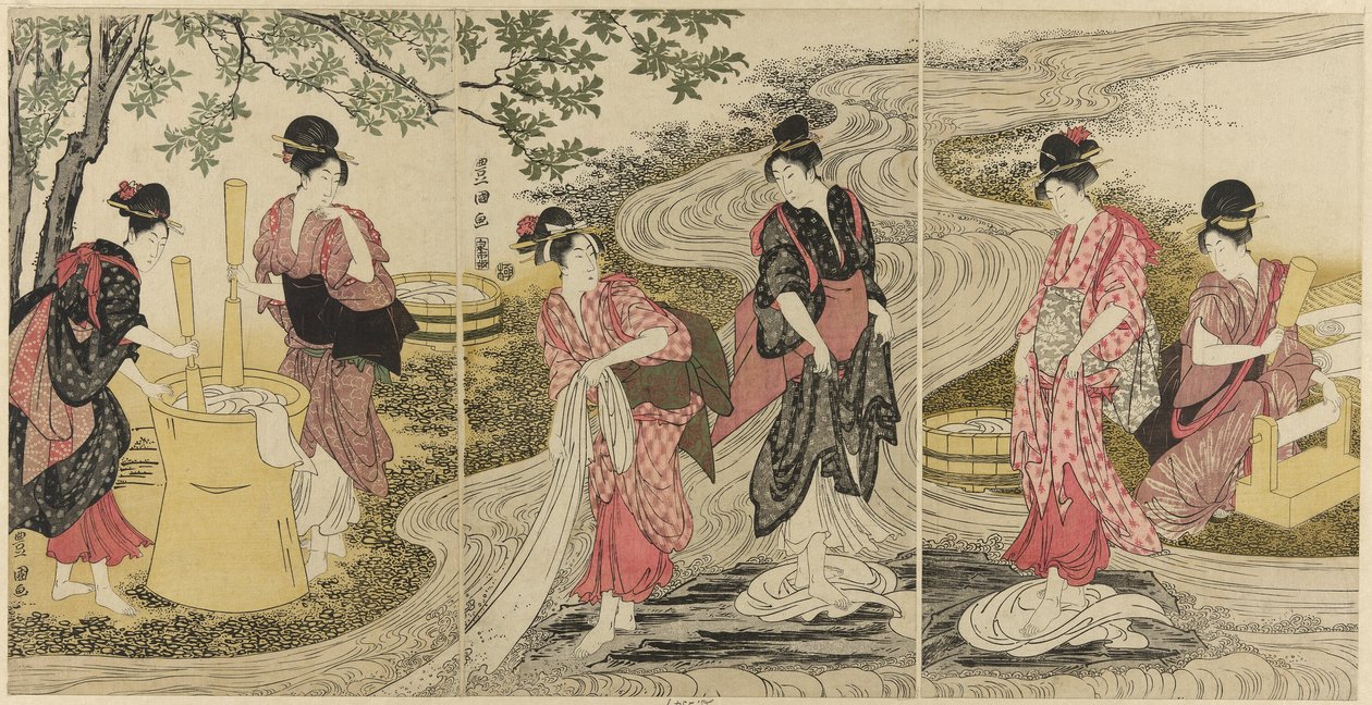 Derede Bez Yıkamak by Utagawa Toyokuni I