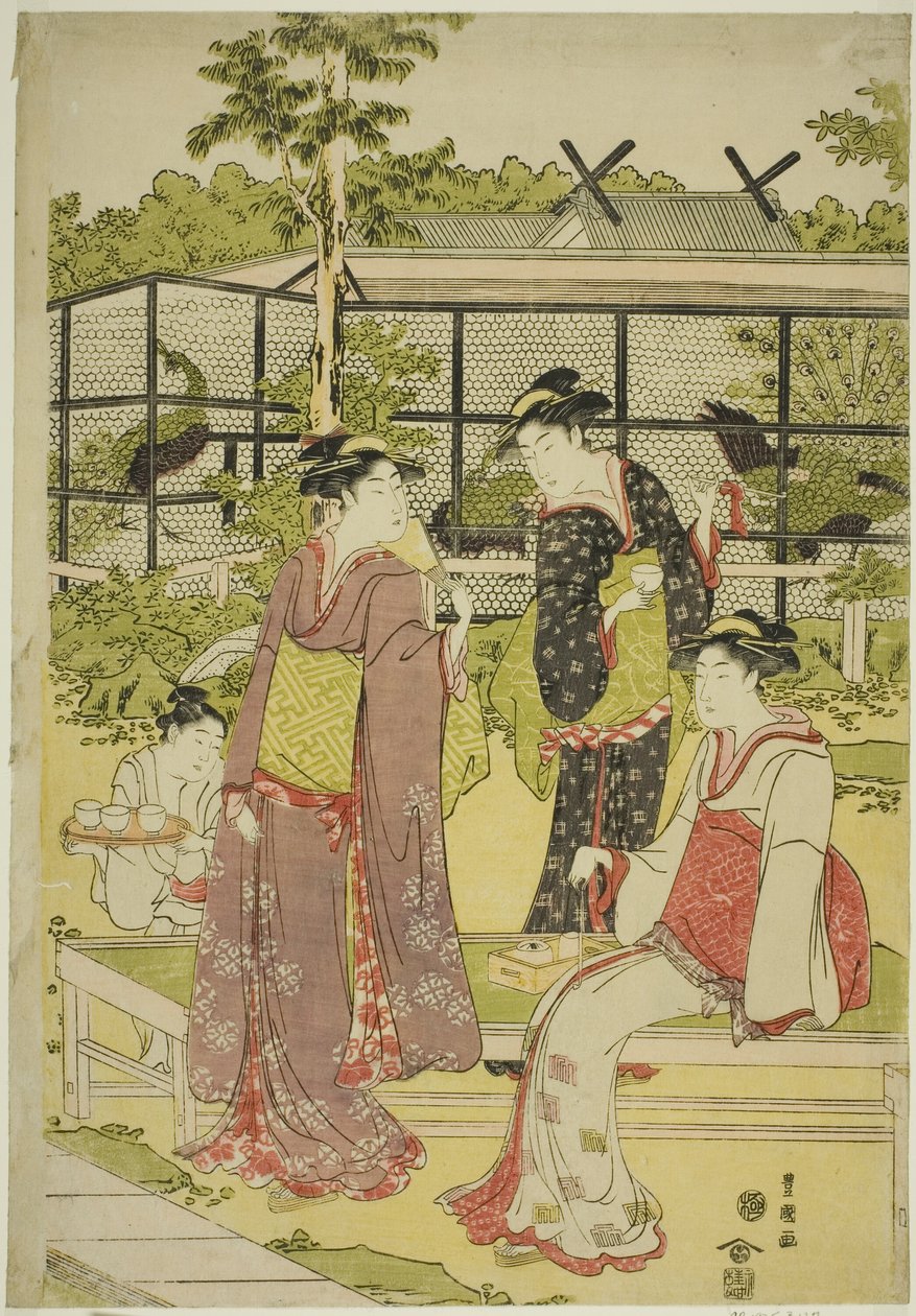 Kuş ve Çiçek Çayevini Ziyaret Eden Kadınlar (Kachojaya) by Utagawa Toyokuni I