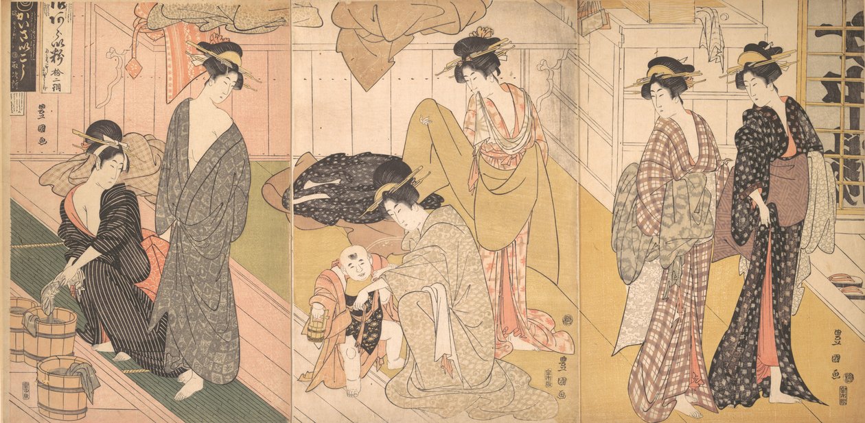 Bir Hamamda Kadınlar ve Bir Erkek Bebek, ca. 1799. by Utagawa Toyokuni I