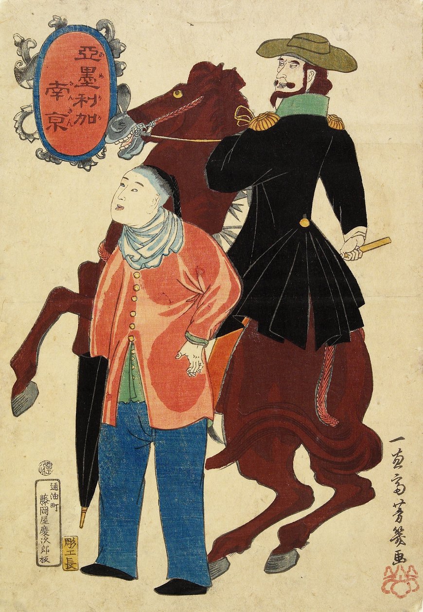 Amerikalı Süvari ve Çinli, Ocak 1861 by Utagawa Yoshiiku