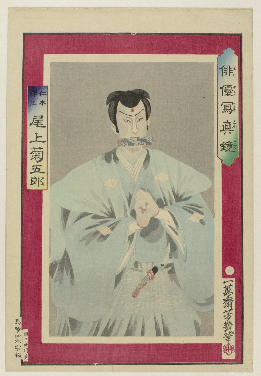 Onoe Kikugoro ve Niki Danjo Haiyu shoshin kyo (dizi adı) Beroemde oyuncular naar het leven by Utagawa Yoshiiku