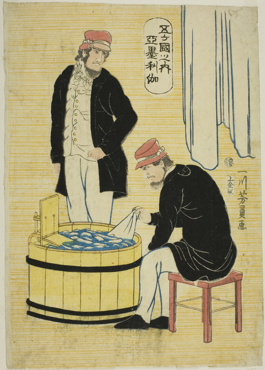 Tee Fie Nachion s arasında: Amerikan s (Amerikalı Gokakoku) by Utagawa Yoshikazu