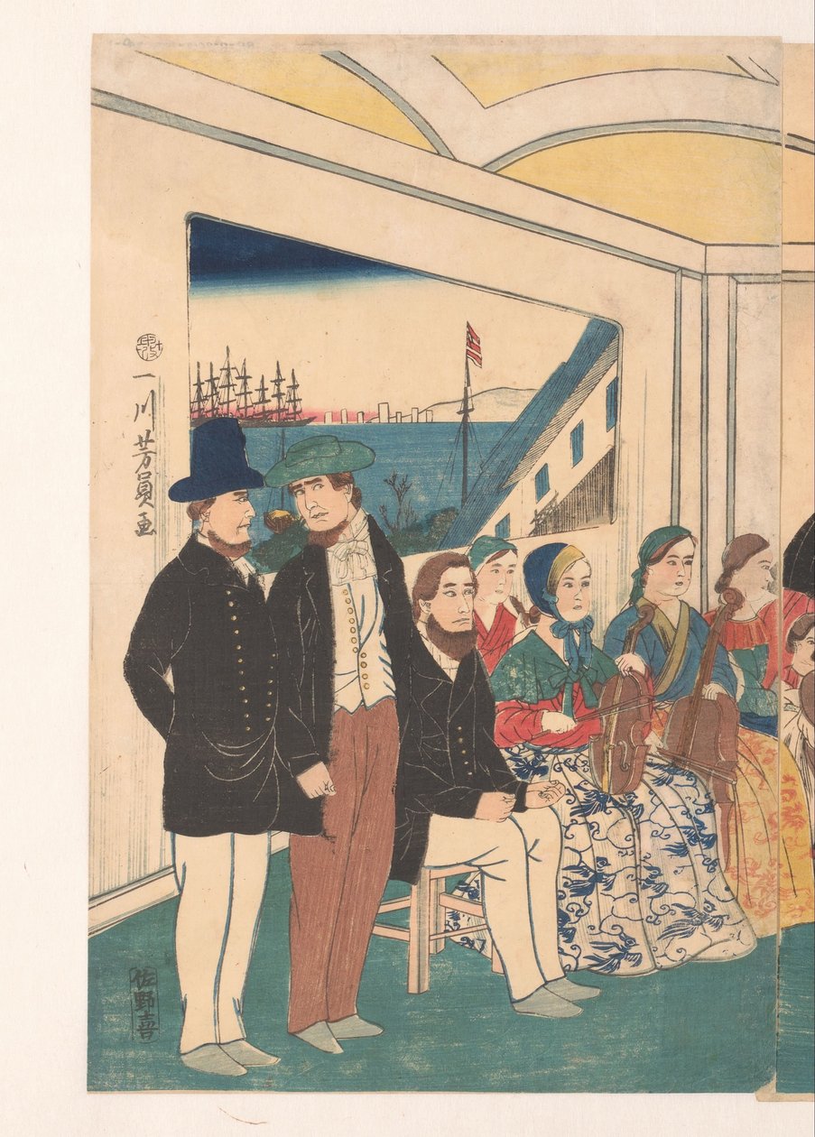 Yabancılar bir ziyafette eğleniyor by Utagawa Yoshikazu
