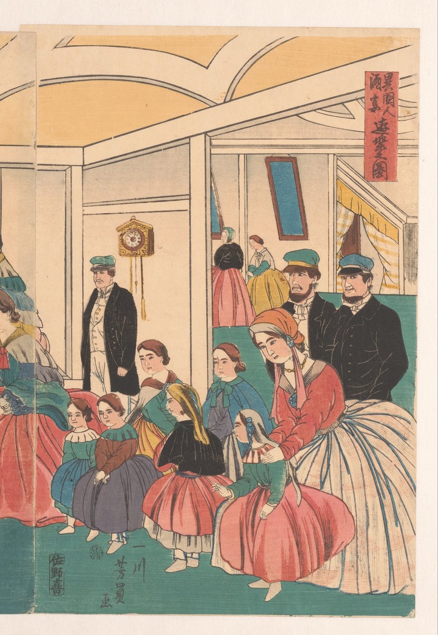 Yabancılar bir ziyafette eğleniyor by Utagawa Yoshikazu