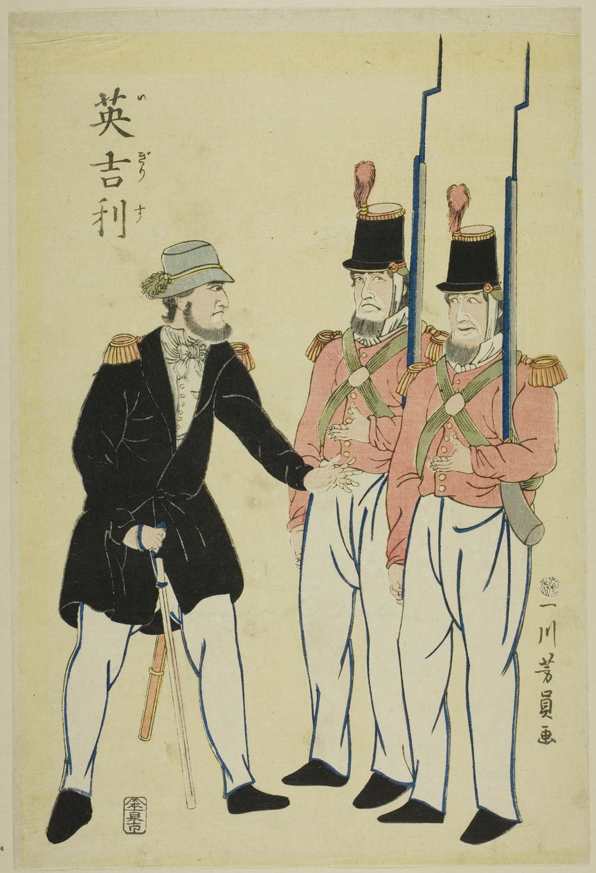 İngiliz subayı ve askerleri by Utagawa Yoshikazu