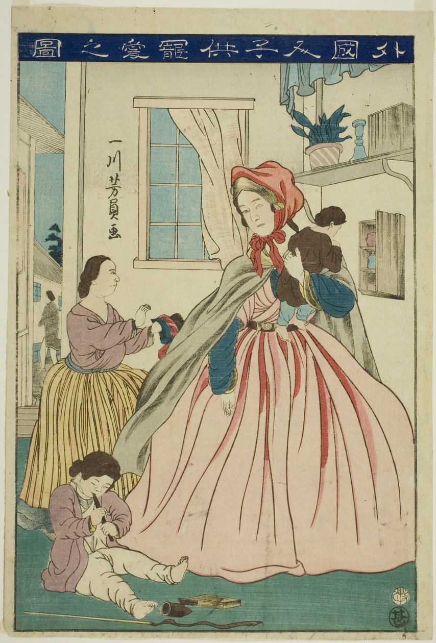Örnek g değeri r Karin g Forr Her Yerel LD ​​Ren (yabancı çocukların aşk figürü) by Utagawa Yoshikazu