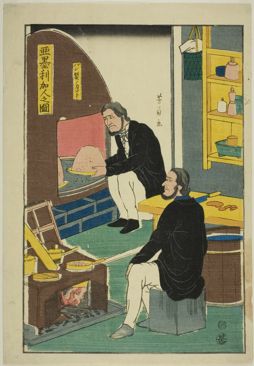 Port Rai t Of Amerikan lar: Owen Forr B Lead Maken g (Amerikajin no Zu, Pansei no Kamato) by Utagawa Yoshikazu