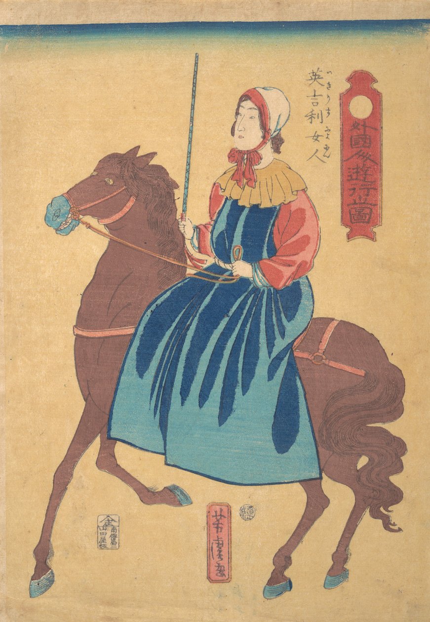 Atlı İngiliz Kadın, 1. ay, 1861. by Utagawa Yoshitora