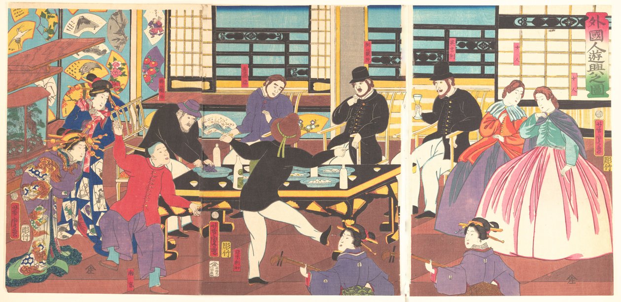 Partiden Hoşlanan Yabancılar, 1. ay, 1861. by Utagawa Yoshitora