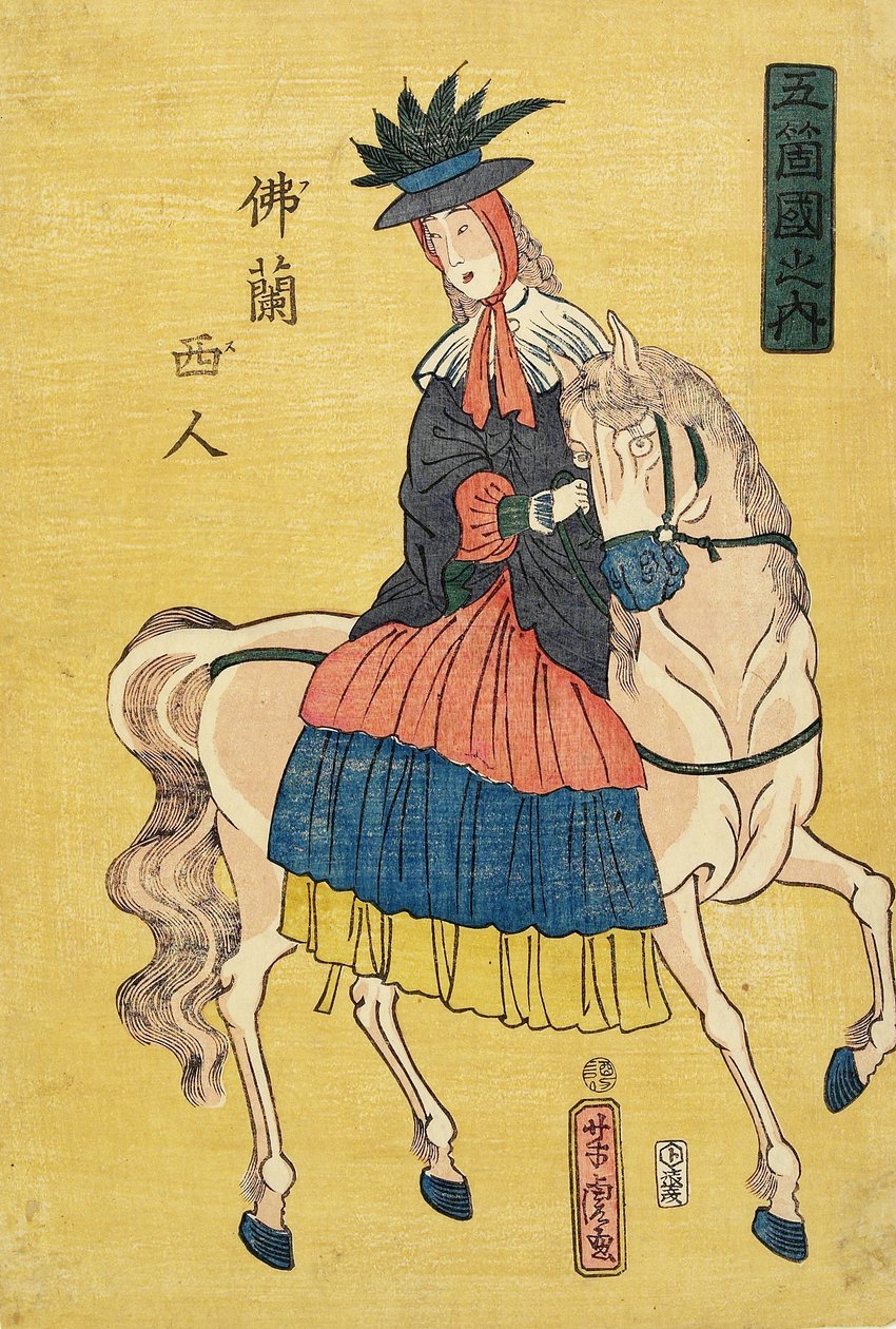 at sırtında fransız bayan by Utagawa Yoshitora