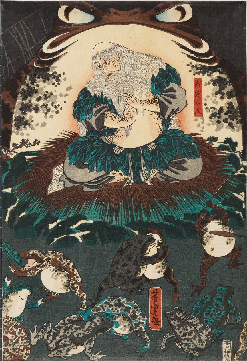 Kurbağa Ruhu Nikushi, Etchū Eyaletindeki Tateyama'da Büyülü bir Kurbağa Savaşını Canlandırıyor by Utagawa Yoshitora