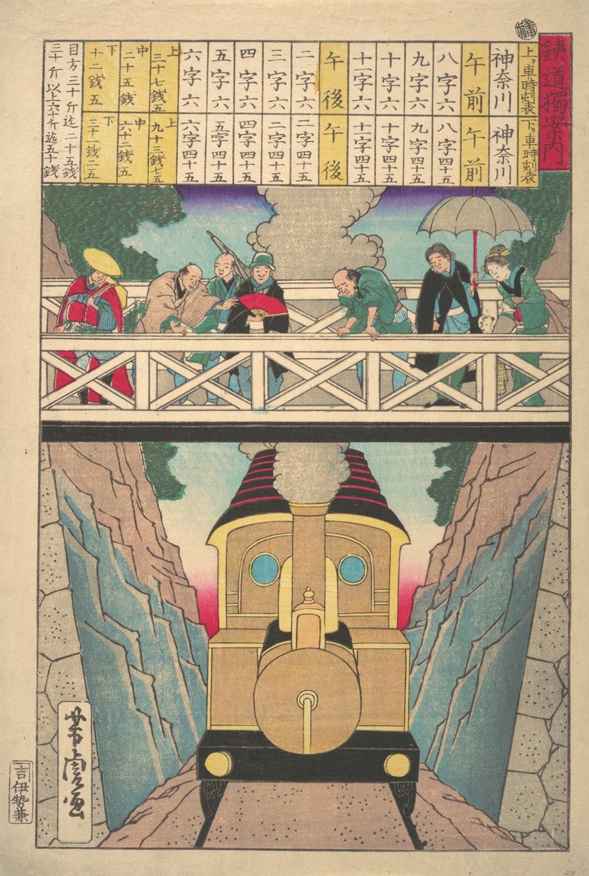 Yalnız Yolcunun Demiryolu Rehberi, 19. yüzyıl. by Utagawa Yoshitora