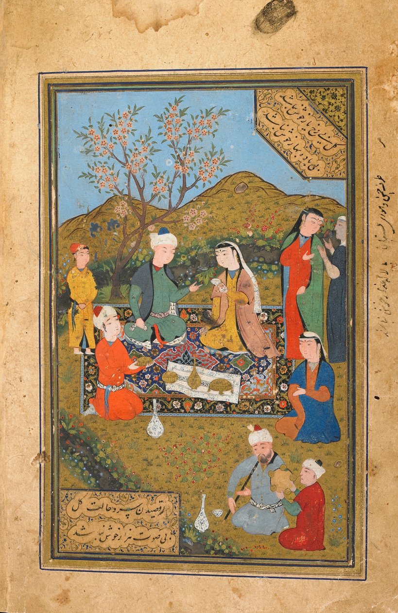 Tuhfat Al-Ahrar, Buhara, Özbekistan, muhtemelen Özbek dönemi, 1558 (kağıt üzerine opak suluboya, mürekkep ve altın) by Uzbek School
