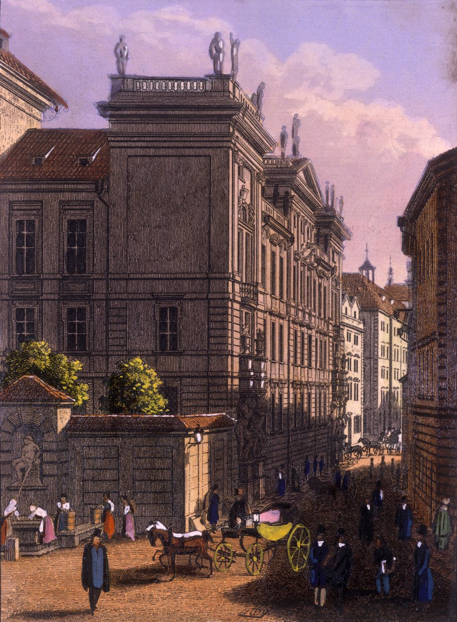 Clam-Gallas Sarayı, 1847 (renkli çelik gravür) by V. Merklas