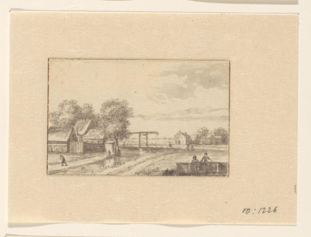 Evler ve bir asma köprü ile manzara by Valentijn (possibly)