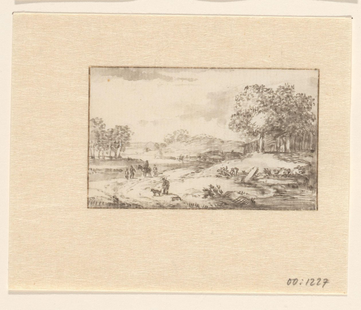 Toprak yolda bir binici ile manzara by Valentijn (possibly)