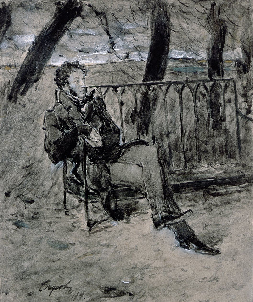 Alexander Puşkin (1865-1911) bir Parkta, 1899 by Valentin Aleksandrovich Serov