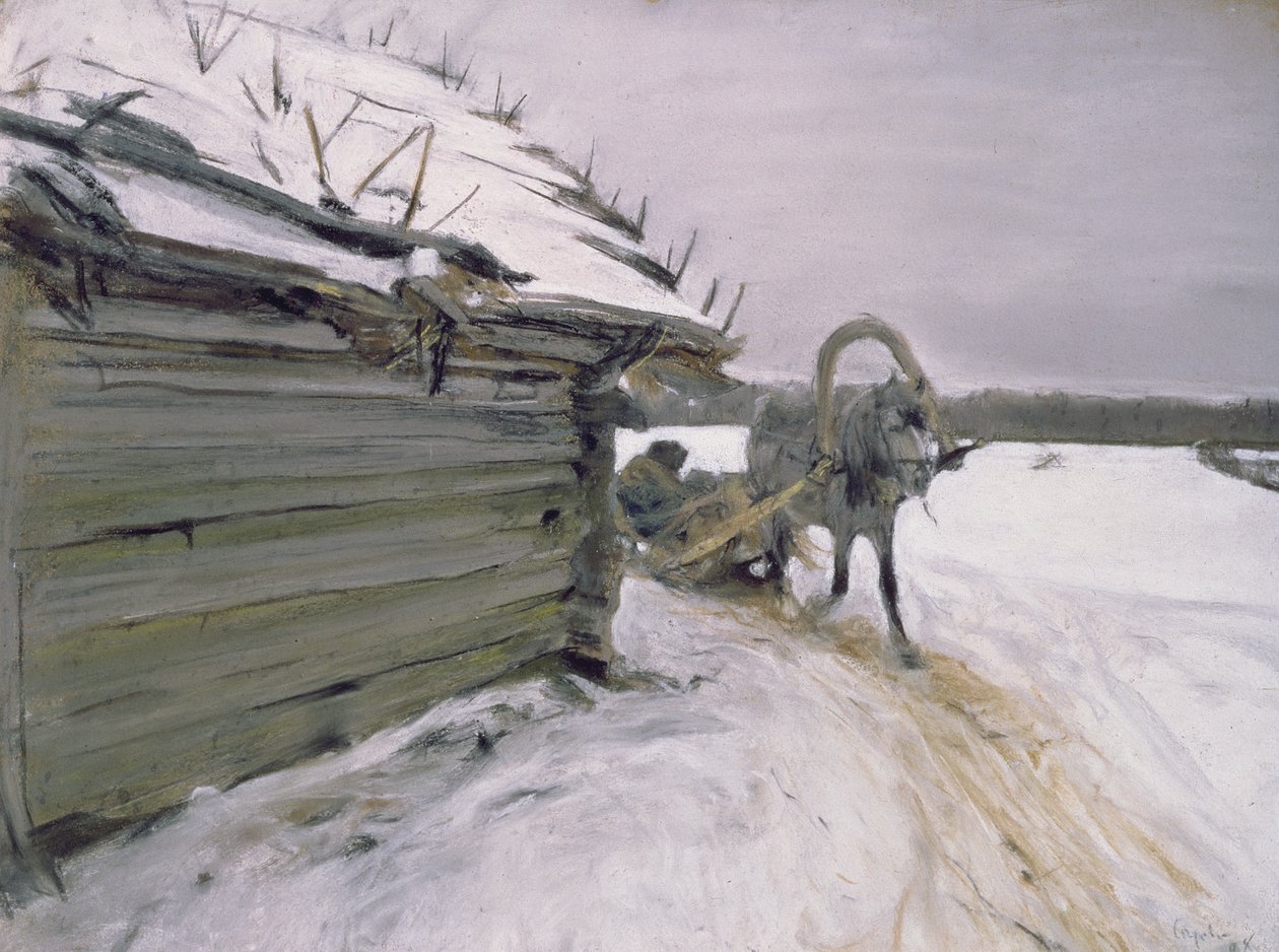 Kışın, 1898 (karton üzerine pastel ve guaş) by Valentin Aleksandrovich Serov